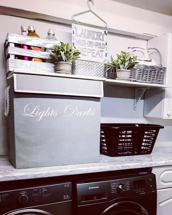 100 Fabulous Laundry Room Decor Ideas You Can Copy - Great inspiration for laundry room decor with  marble shelves. Love this! 