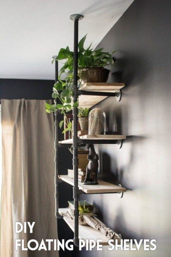 You have to see this tutorial on how to build  floating pipe shelves   