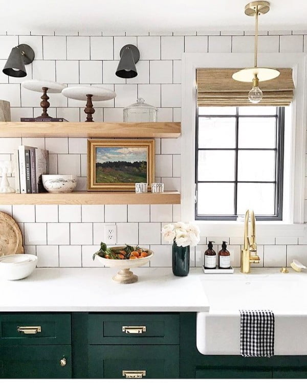 100 Stunning Farmhouse Kitchen Decor Ideas You Have to Try - Check out this   decor idea with subway tiles. Love it!  