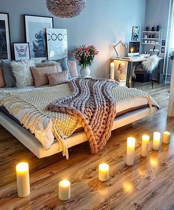 Love the cozy bedroom decor with a floating bed design    