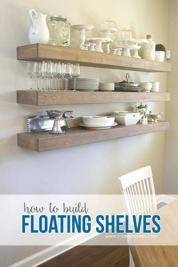 You have to see this tutorial on how to build  floating shelves for a dining area   