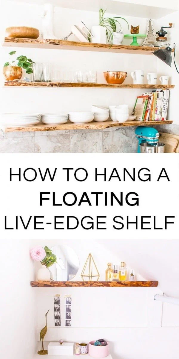 You have to see this tutorial on how to hang  live edge floating shelves   
