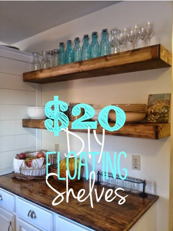 You have to see this tutorial on how to build  floating shelves for $20 each   