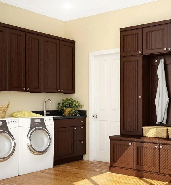 100 Fabulous Laundry Room Decor Ideas You Can Copy - Inspiring laundry room decor idea with roomy cabinets. Love this!