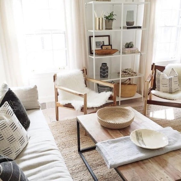 California chic decor idea with fur chair covers. Love it!