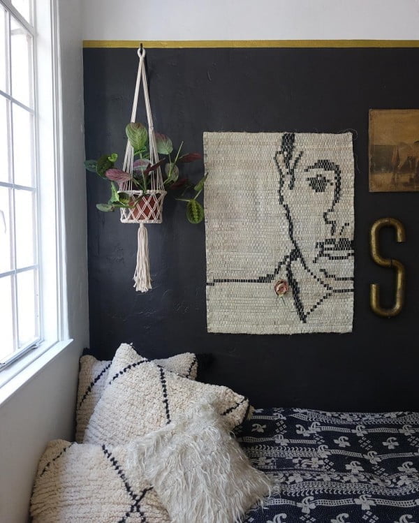 California chic decor idea with woven wall art. Love it!