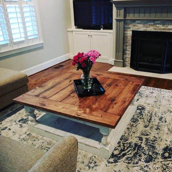  living room decor idea with a rustic coffee table. Love it!  