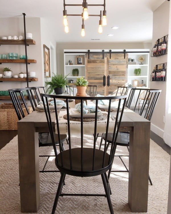 modern  living room decor idea with sliding barn door. Love it!  