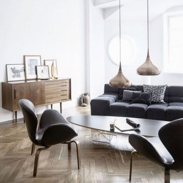 Herringbone Flooring in Modern Living Room Decor 