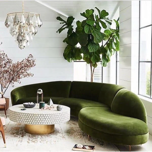Modern Living Room Emerald Accents