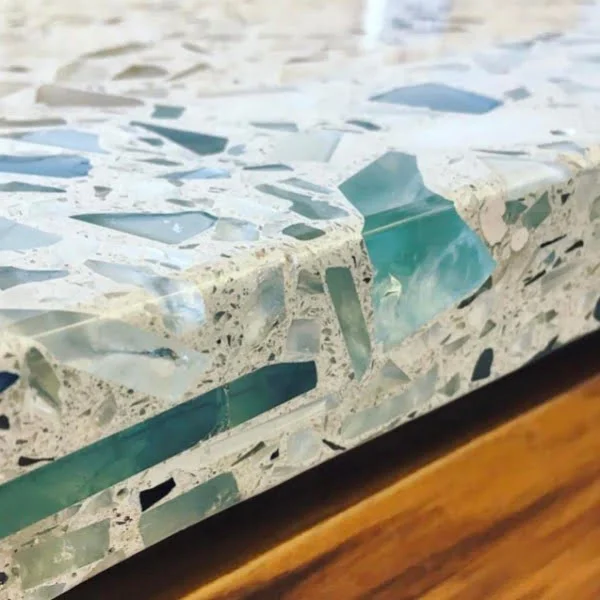 Recycled glass countertop