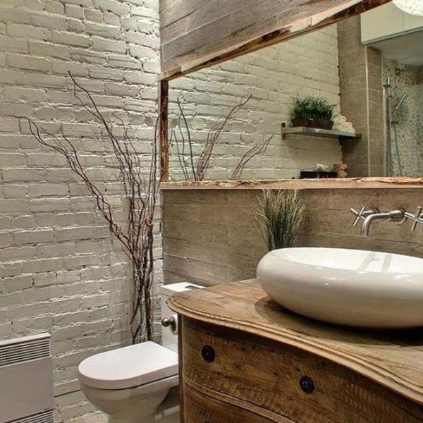 100 Cozy Rustic Farmhouse Bathroom Decor Ideas You Can Easily Copy - Check out this  bathroom decor idea with a rustic framed mirror. Love it!  