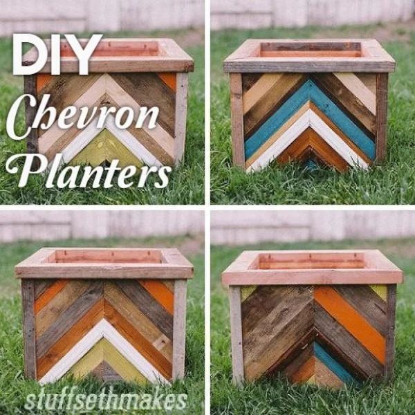 Great idea! Check out the tutorial on how to make  chevron wood box garden planters 