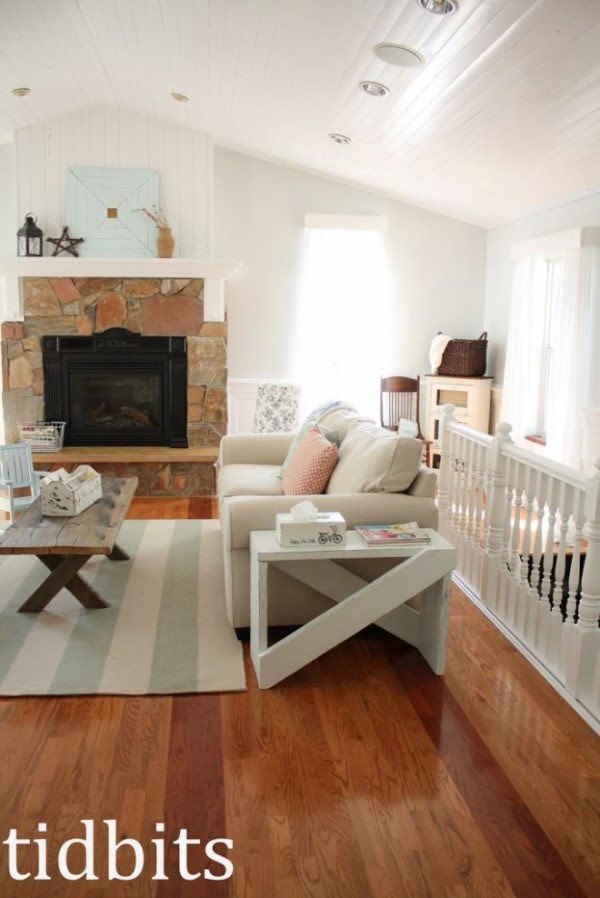 living room decor idea with exposed brick accents. Love it!