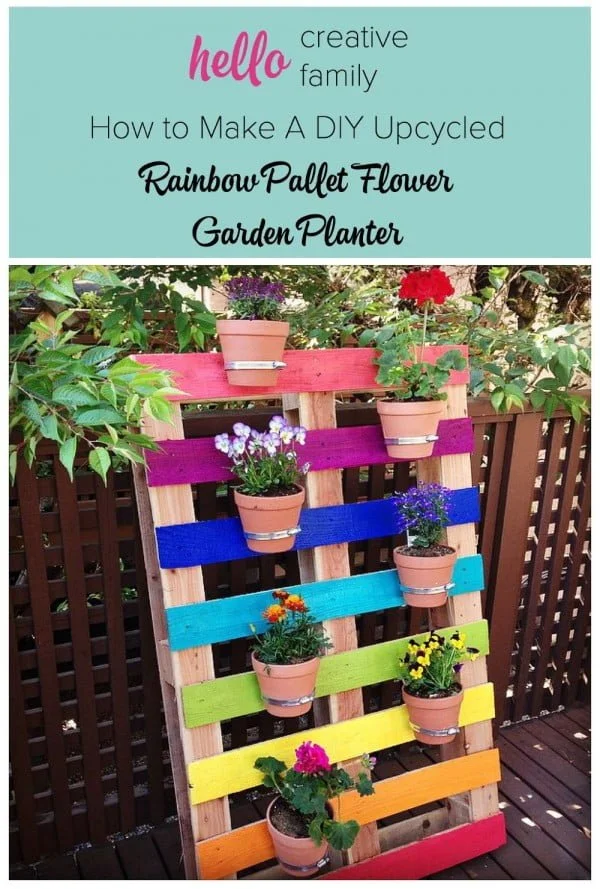 Great idea! Check out the tutorial on how to make a  rainbow pallet garden planter 