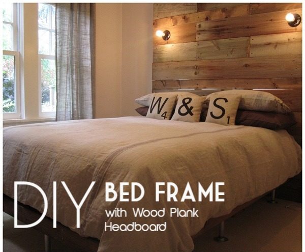 45 Easy DIY Bed Frame Projects You Can Build on a Budget - Check out the tutorial on how to make a bed frame with a giant wood plank headboard. Looks easy enough!