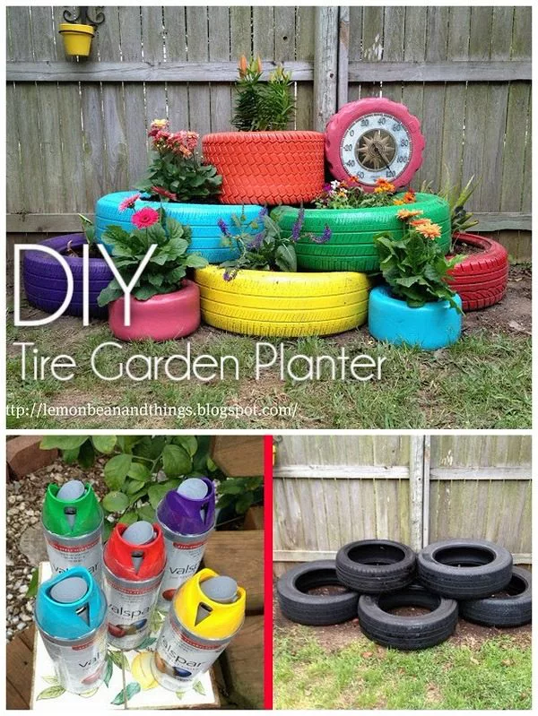 Great idea! Check out the tutorial on how to make  colorful tire garden planters 