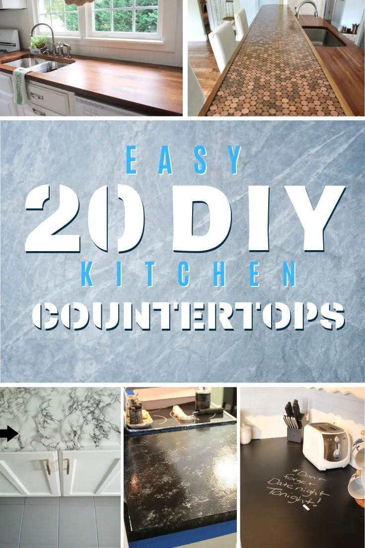 Up for a challenge to build your own DIY kitchen countertops? Here's a great list of 20 DIY countertops with tutorials! #homedecor #kitchendesign #DIY