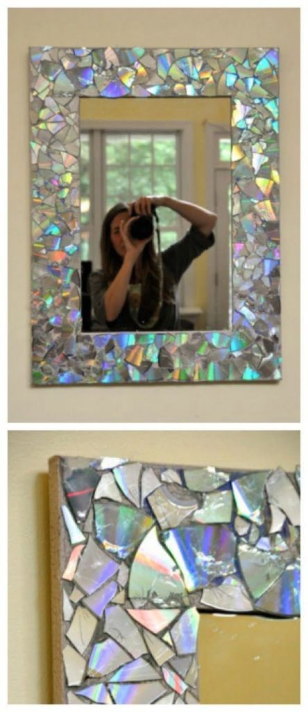 diy mirror made from pieces of CD