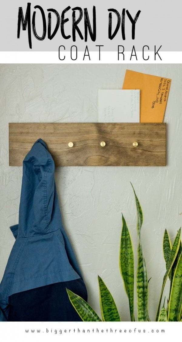 Check out the tutorial on how to make a  modern coat rack. Looks easy enough!  