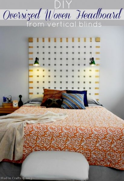 11 Unique DIY Wall Mounted Headboard Ideas You Can T Miss   Diy Oversized Woven Headboard From Vertical Blinds 280489883027066146 410x600 