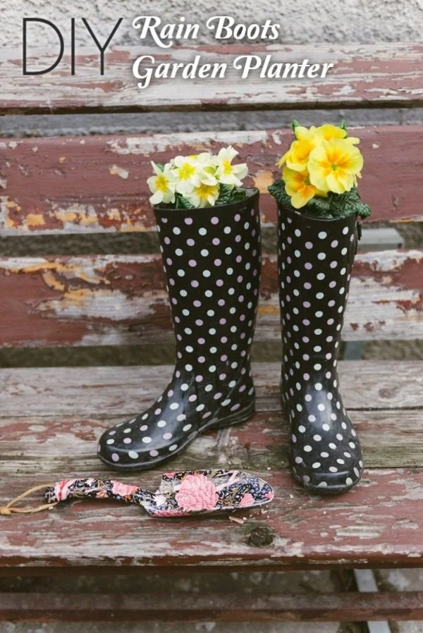 Great idea! Check out the tutorial on how to make a  garden planter from rain boots 