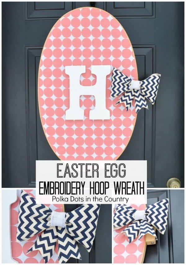 Check out this cute #Easter decor idea with an Easter egg embroidery wreath. Love it! #HomeDecorIdeas