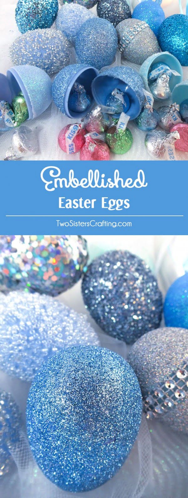 Check out this cute #Easter decor idea with embellished Easter eggs. Love it! #HomeDecorIdeas
