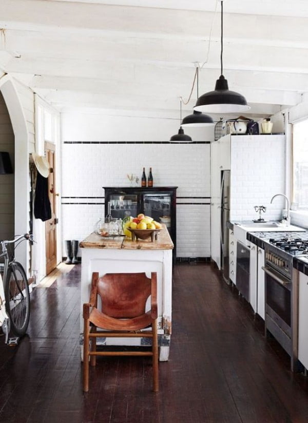  kitchen decor idea with natural wood floor. Love it!  