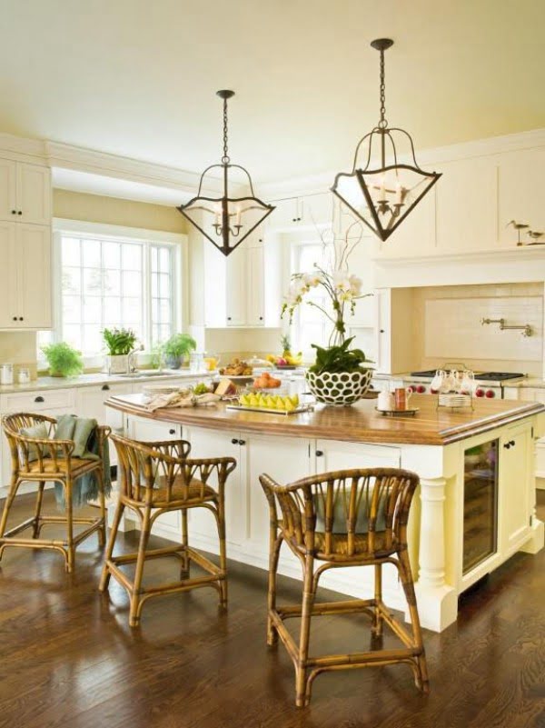  kitchen decor idea with wicker chairs. Love it!  