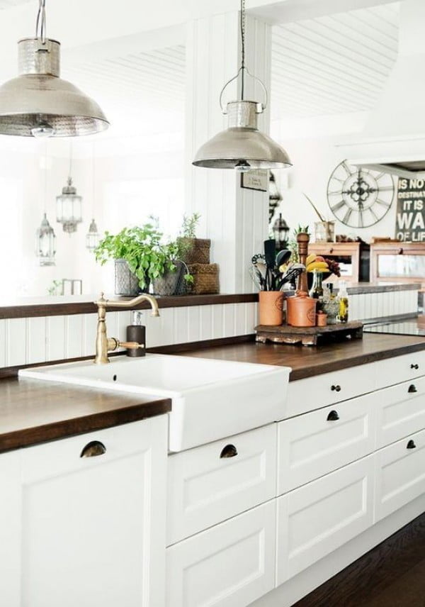  kitchen decor idea with a wooden countertop. Love it!  