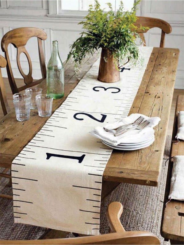  decor idea with a rustic table runner. Love it!  