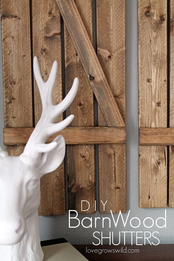 Check out the tutorial on how to make  barnwood shutters. Looks easy enough!  