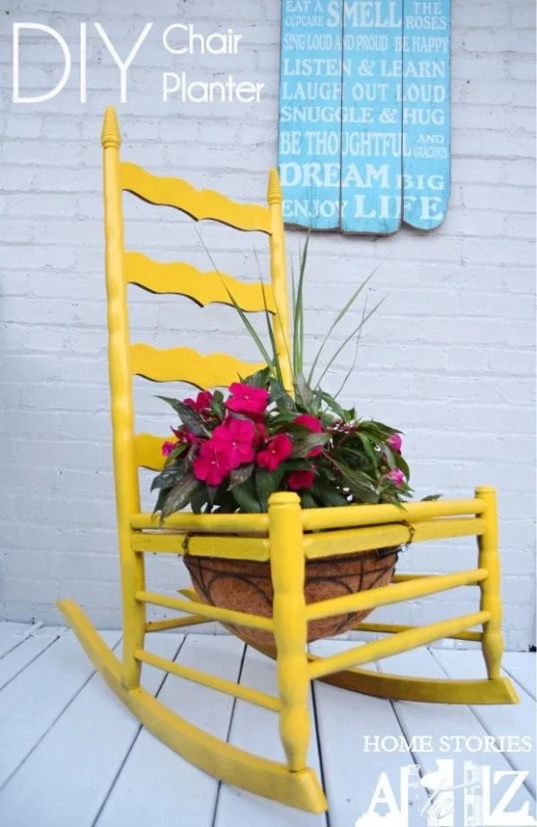 Great idea! Check out the tutorial on how to make a  chair garden planter 