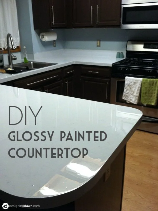 20 Easy Countertop DIY Tutorials to Revamp Your Kitchen - Check out the tutorial on how to make a  glossy paint kitchen countertop. Looks easy enough!  