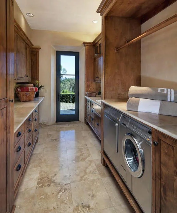 100 Fabulous Laundry Room Decor Ideas You Can Copy - You have to see this laundry room decor idea with natural wood cabinets. Love it!