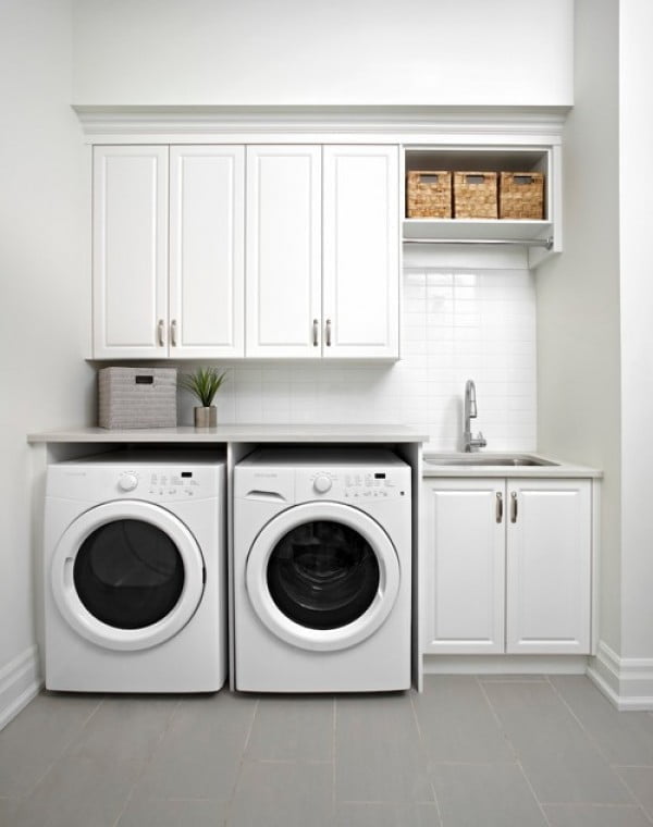 100 Fabulous Laundry Room Decor Ideas You Can Copy - You have to see this laundry room decor idea with wicker basket accents. Love it!
