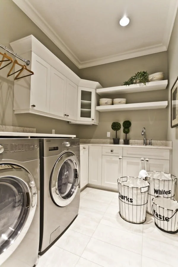 100 Fabulous Laundry Room Decor Ideas You Can Copy - You have to see this laundry room decor idea with modern accents. Love it!