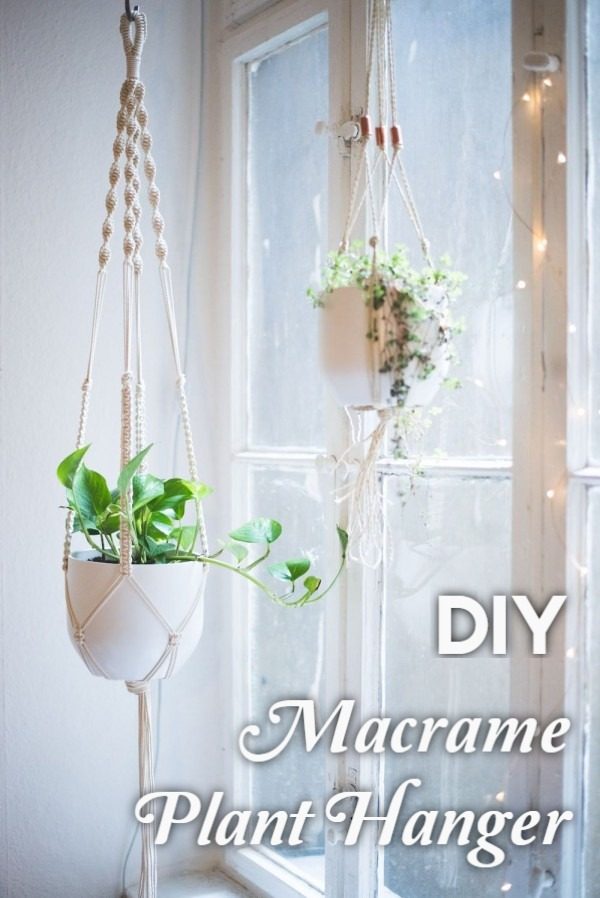 Check out the tutorial on how to make a  macrame plant hanger. Looks easy enough!  