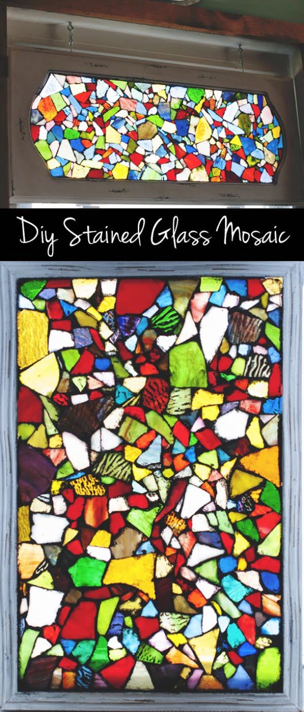 30 Stunning DIY Mosaic Craft Projects for Easy Home Decor - Check out this easy tutorial on how to make  mosaic stained glass windows. Love it!  