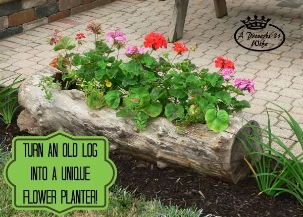 Great idea! Check out the tutorial on how to make a  hollowed log garden planter 