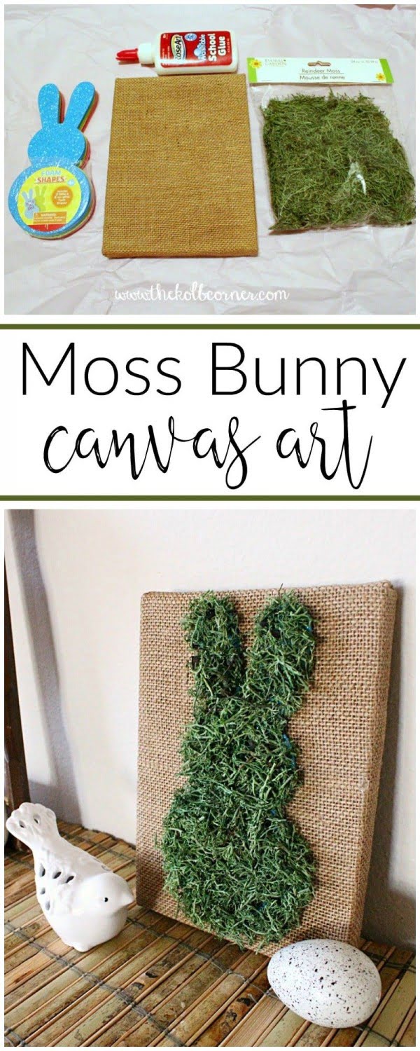 Check out this cute #Easter decor idea with canvas art #EasterBunny. Love it! #HomeDecorIdeas