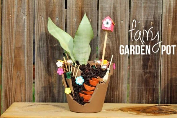 Great idea! Check out the tutorial on how to make a  fairy garden pot planter 