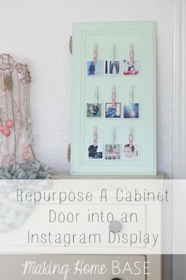 Check out the tutorial on how to make a  cabinet door photo display. Looks easy enough!  