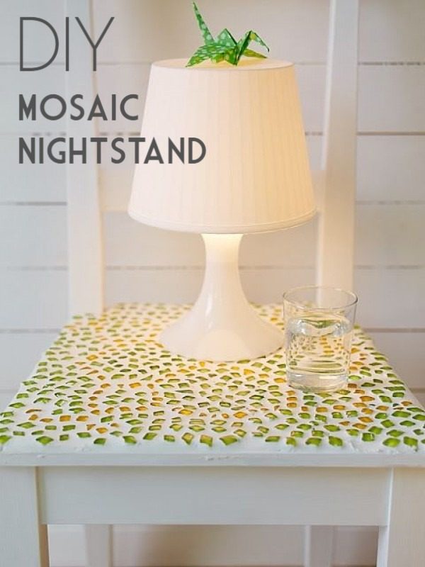 30 Stunning DIY Mosaic Craft Projects for Easy Home Decor - Check out this easy tutorial on how to make a  mosaic nightstand tabletop. Love it!  