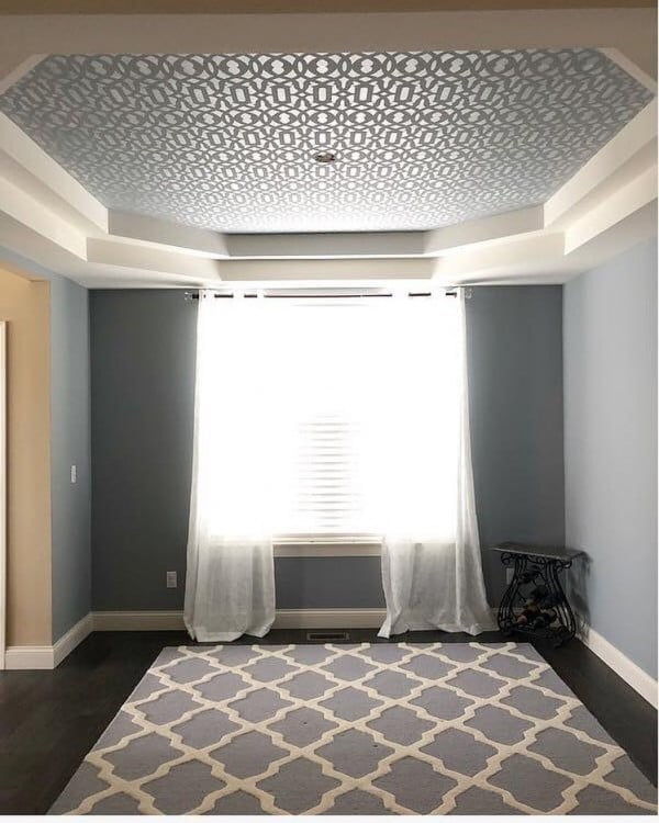 50 Unique Ceiling Design Ideas to Update the Forgotten Wall - You have to see this unique recessed stenciled ceiling design idea. Love it! 