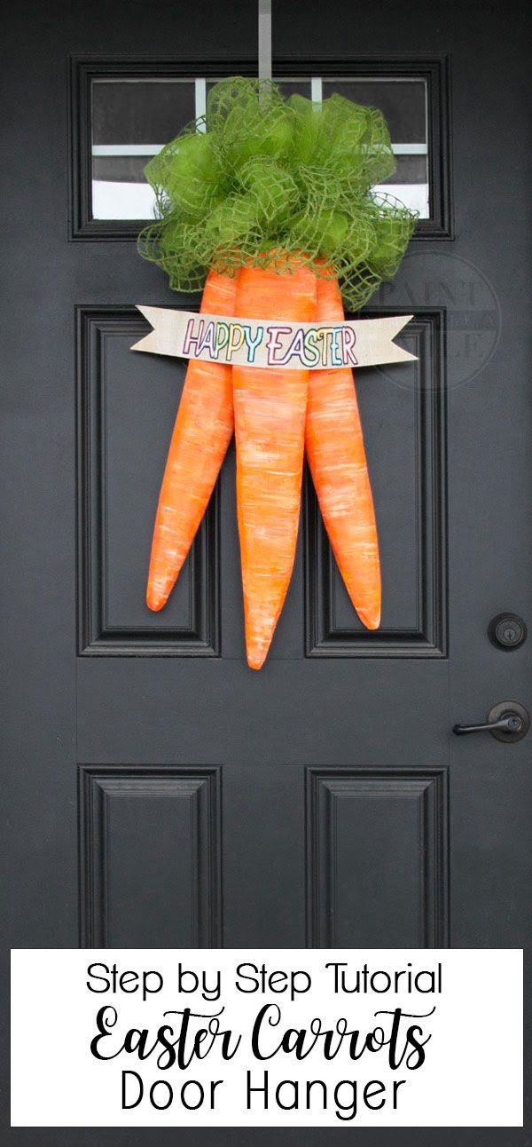 Check out this cute #Easter decor idea with carrot wreaths. Love it! #HomeDecorIdeas