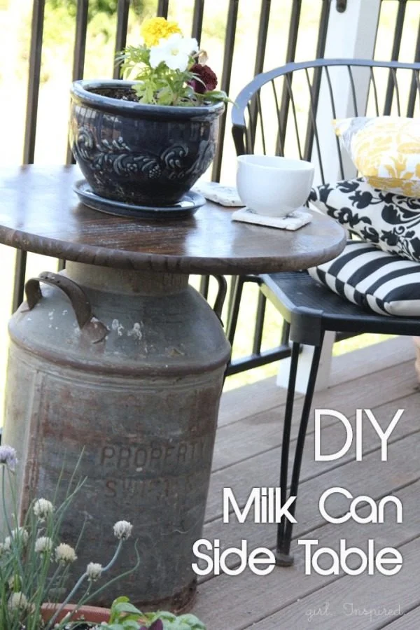 Great idea! Check out the tutorial on how to make a  outdoor milk can side table. 