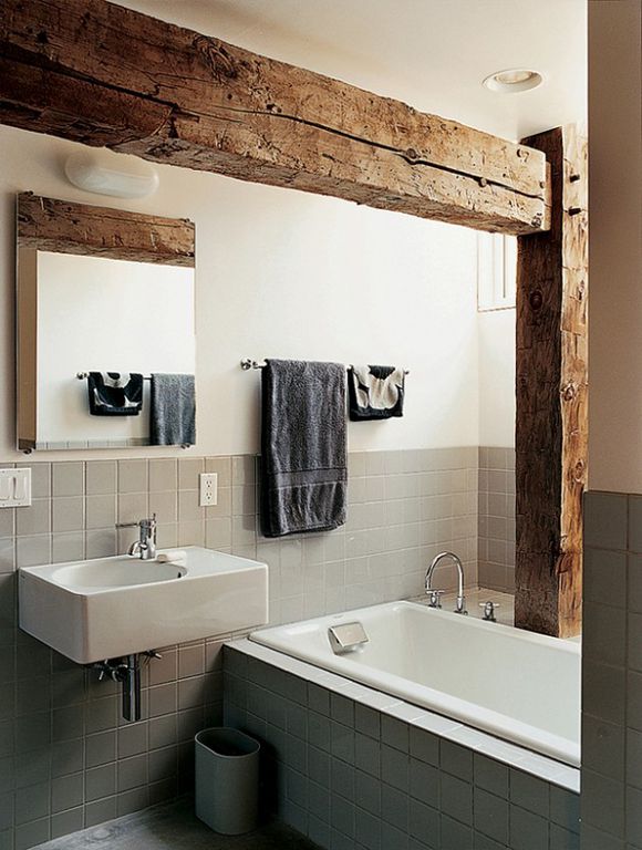 100 Cozy Rustic Farmhouse Bathroom Decor Ideas You Can Easily Copy - You have to see this bathroom decor idea with limestone floors and Corian-inspired counters. Love it!  