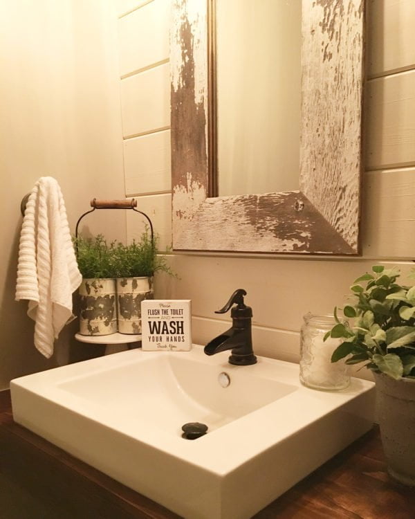 100 Cozy Rustic Farmhouse Bathroom Decor Ideas You Can Easily Copy - You have to see this bathroom decor idea with fashionable soap container and minimal towel hook. Love it!  